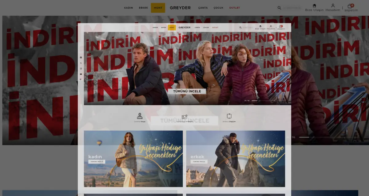Greyder e-ticaret sitesi ekran görüntüsü