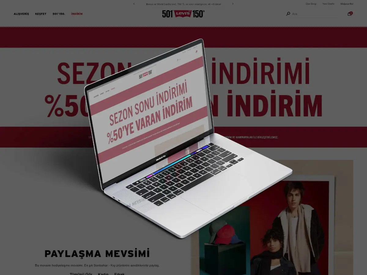 Levis e-ticaret sitesi ekran görüntüsü